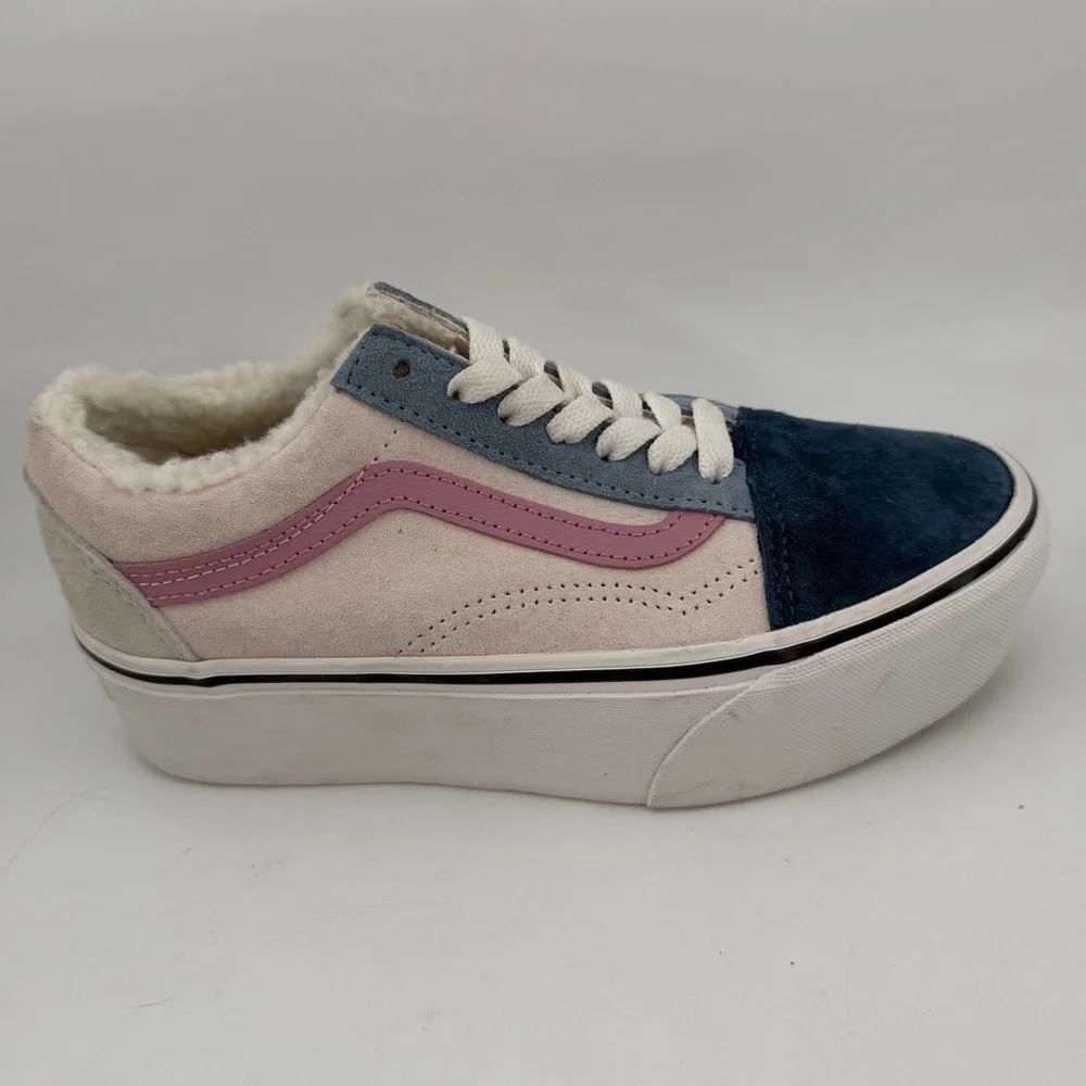 Vans Unisex Old Skool Stackform-SZ 5-Sherpa Trim Platform Shoe Sneakers Pastel